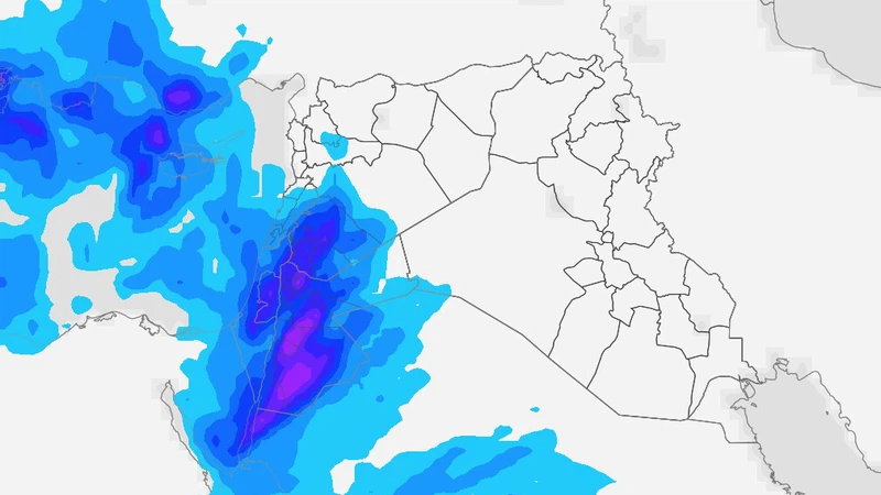 عدم استقرار جوي قوي مساء الأربعاء  ..  أمطار رعدية غزيرة متوقعة 