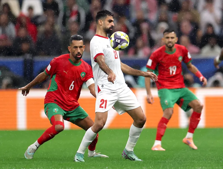  الشوط الأول  ..  المغرب يتقدم على الأردن بهدف من نهائي كأس العرب 2025