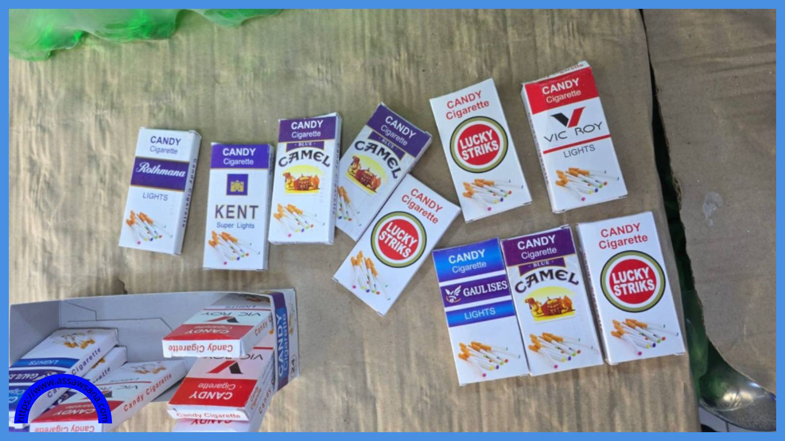 ضبط بقالة تبيع علكة مخالفة على شكل سجائر بالرصيفة