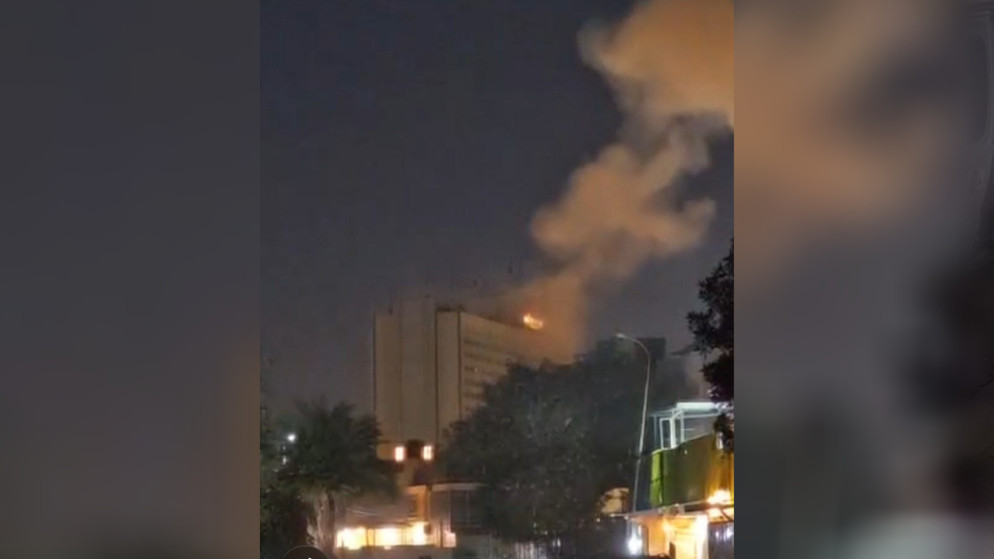 سقوط مقذوف على فندق الرشيد ببغداد