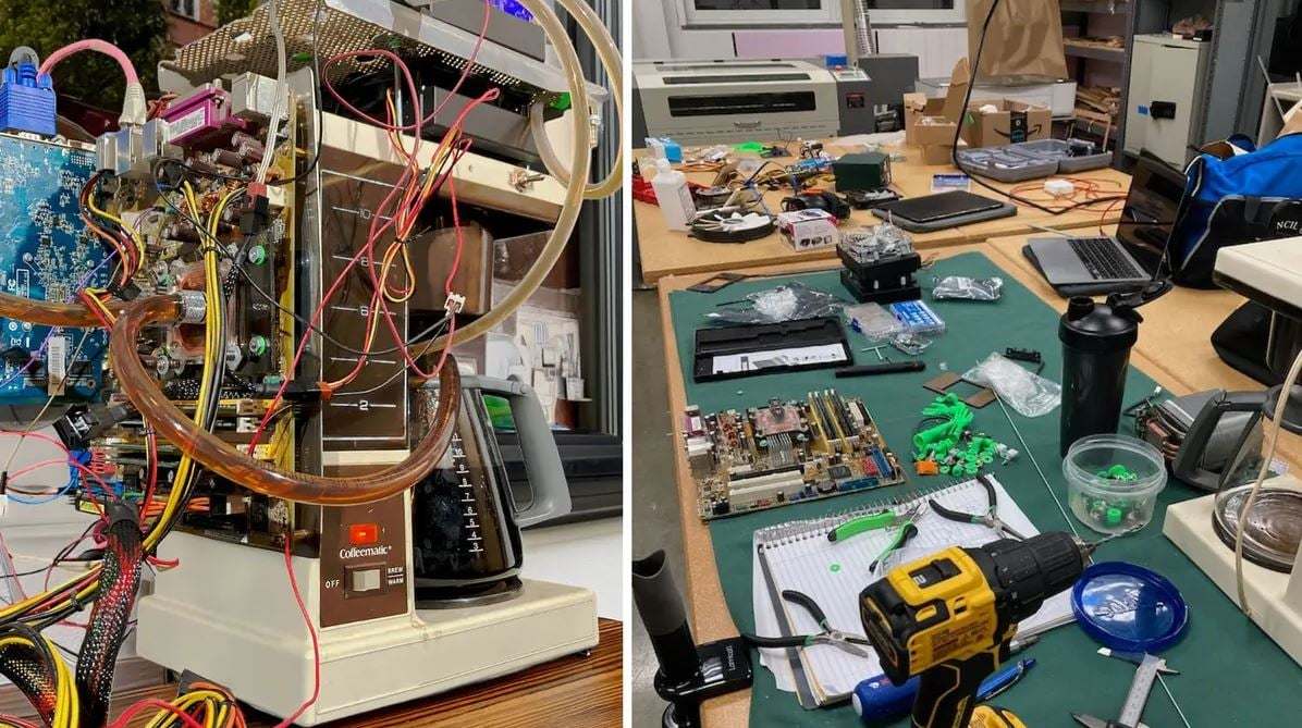 شاب يحوّل آلة قهوة إلى حاسوب مبتكر