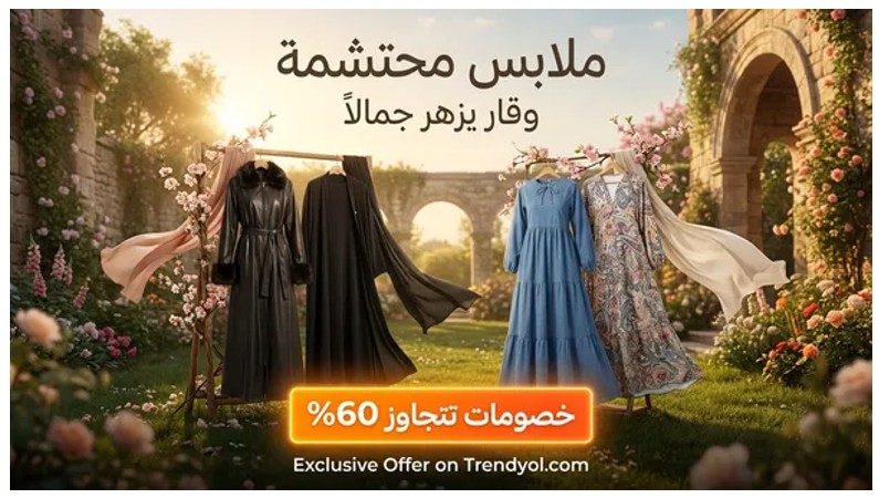 أجمل عبايات وفساتين محتشمة لإطلالة عصرية بخصومات تتجاوز 60% من ترنديول