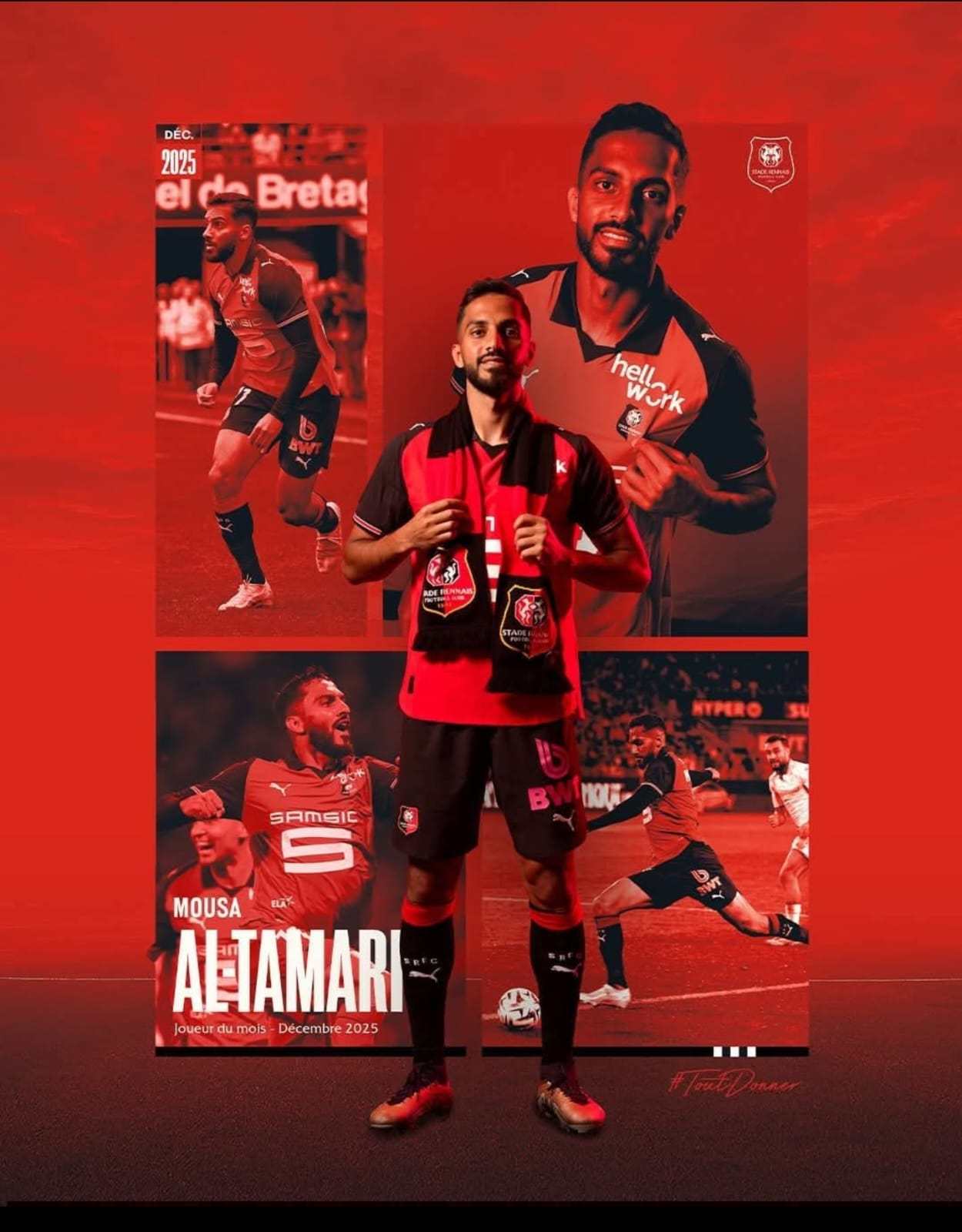 التعمري لاعب الشهر في نادي رين الفرنسي