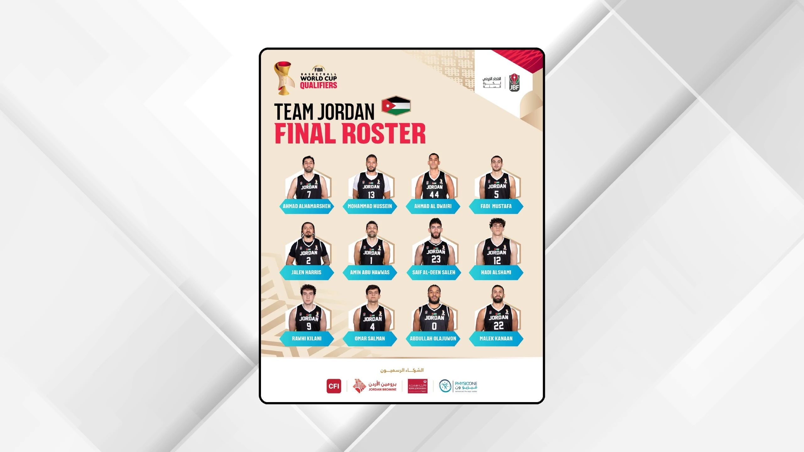 إعلان قائمة المنتخب الوطني لكرة السلة لمواجهة الفلبين