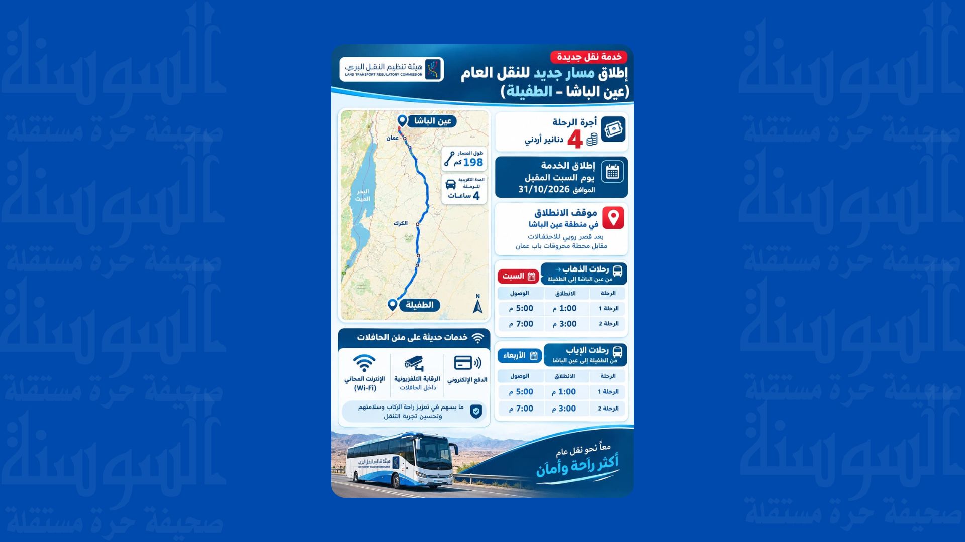 خطوط نقل جديدة تربط العاصمة والبلقاء بمعان والطفيلة 
