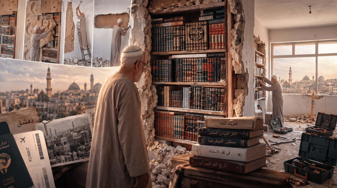 بعد 15 عاما ..  سوري يكشف مكتبته المخفية خلف جدار ..  فيديو