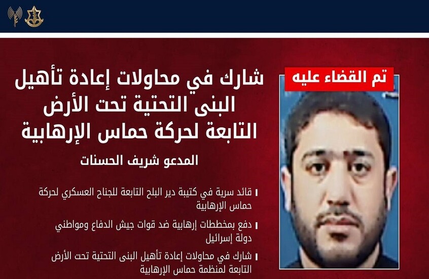 الجيش الإسرائيلي يعلن اغتيال قائد سرية بحركة حماس في دير البلح