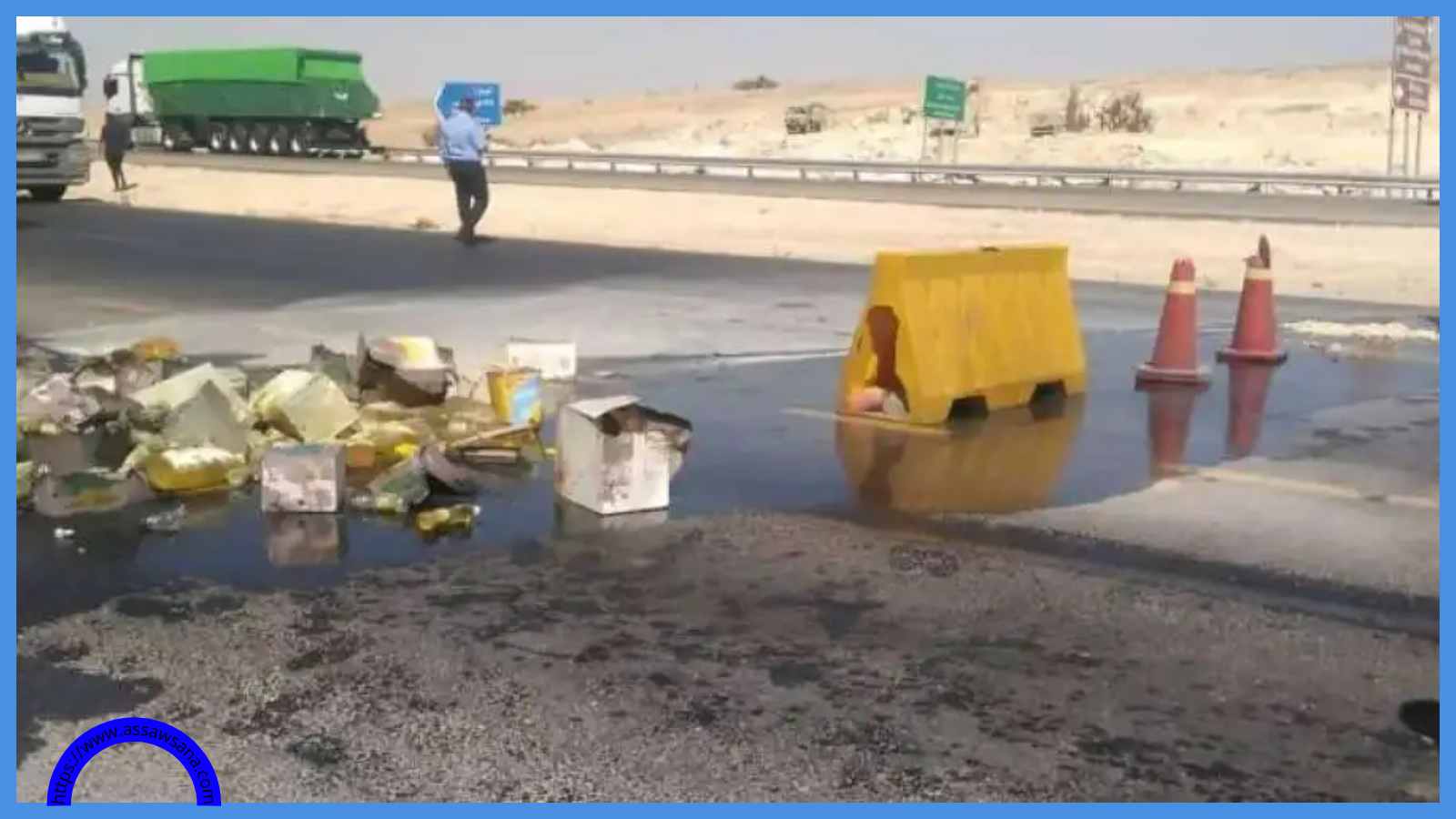 تسرب للزيوت يربك المرور في منطقة أبو علندا