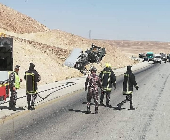 وفاة سائق صهريج نفط إثر تدهوره واحتراقه في معان