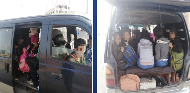 ضبط باص نقل مشترك يحمل 32 طفلاً