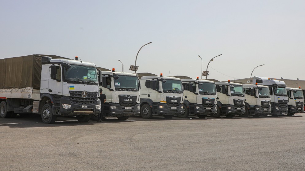 الأردن يسيير 91 شاحنة مساعدات الى قطاع غزة