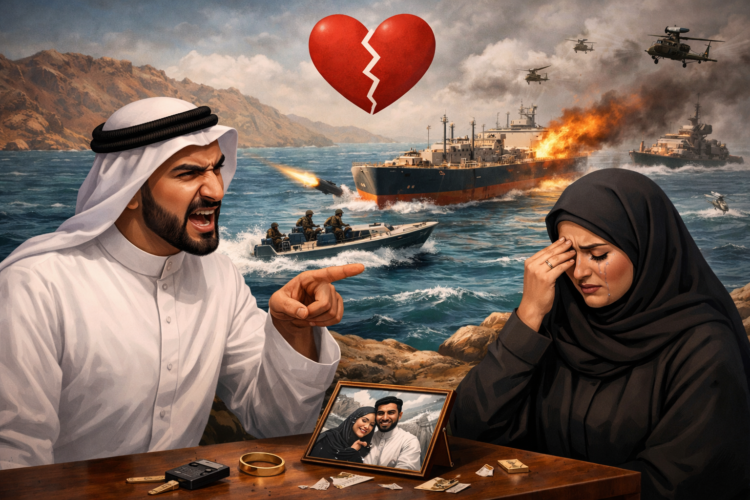 أول حالة طلاق بسبب مضيق هرمز ..  وما قالته الزوجة لحماتها صادم