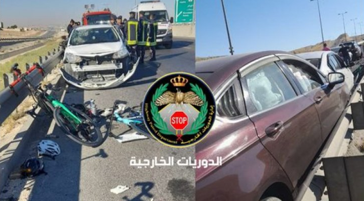 تفاصيل تصادم مركبتين بـ 5 دراجات هوائية