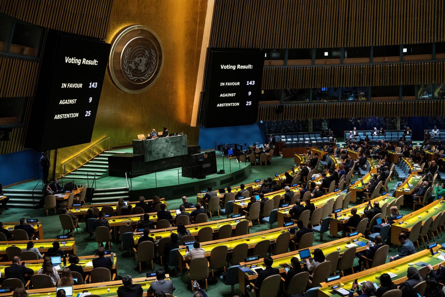 143 دولة تصوت لدعم عضوية فلسطين في الأمم المتحدة