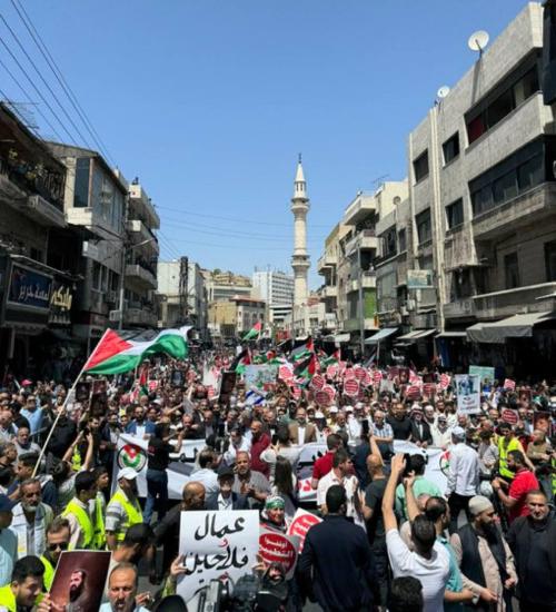 مسيرات الأردن تبعث رسائل شكر للحراك الطلابي بالجامعات الأمريكية