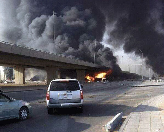 شاهد  ..  انفجار ناقلة غاز بالصين مشابه لإنفجار الرياض