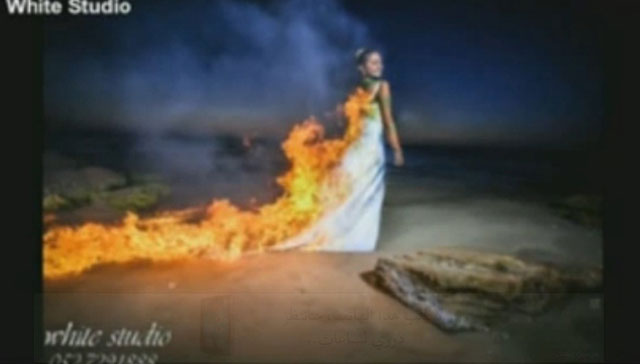 فيديو ..  عريس يشعل النار بـ عروسه عمداً 