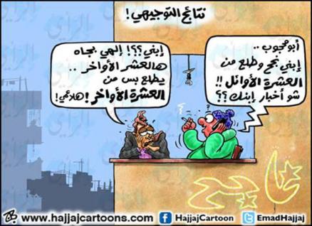 كاريكاتير عن نتائج التوجيهي