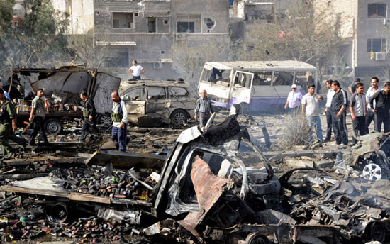 مقتل 10 من الجيش السوري  بانفجار سيارة مفخخة في دمشق