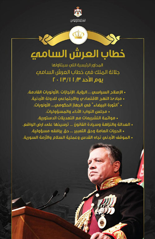 المحاور الرئيسية لخطاب العرش في مجلس الامة