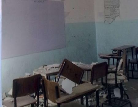 انهيار سقف غرفة صفية في مدرسة بالأغوار