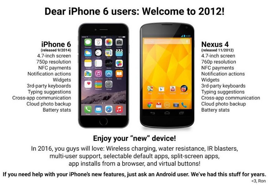 أيفون 6 أشبه بهاتف أندرويد من العام 2012!