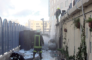 اصابة 6 اشخاص في حريق مطعم الشميساني 