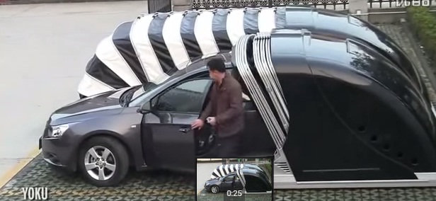 بالفيديو ..  إختراع صيني جديد لتوفير الظل للسيارات