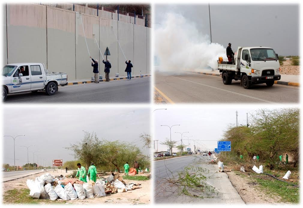 الأمانة تنفذ أعمال صيانة على طريق البحر الميت
