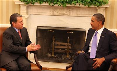 الملك واوباما يبحثان في الجهود اللازمة لضمان نجاح المفاوضات الفلسطينية الإسرائيلية 