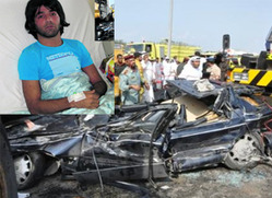 شاحنة تسحق سيارة شخص وينجو من الموت