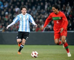 ميسي يقود الارجنتين للفوز على البرتغال 2-1