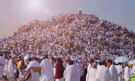 حجاج بيت الله الحرام يقفون على صعيد عرفة ..  ركن الحج الأعظم