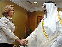 وزيرة خارجية اسرائيل تلتقي أمير قطر في الدوحة